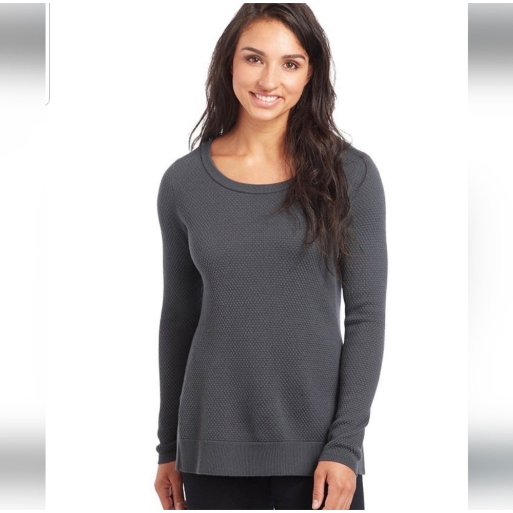 Kuhl Savant Sweater S Merino Wool Blue Gray Textured Knit Tunic gorpcore casual